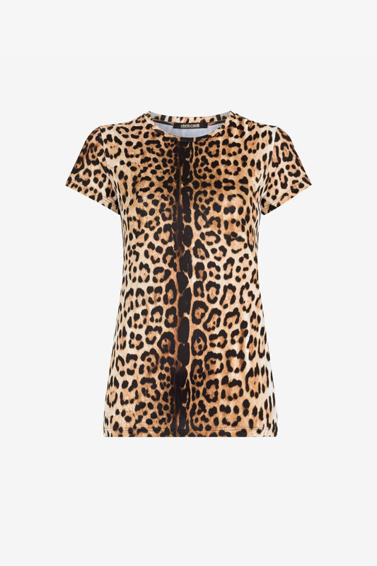T-Shirt stampa leopardata di Roberto Cavalli